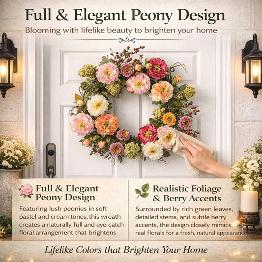 🌸 Mixed Peony Floral Wreath 🔥