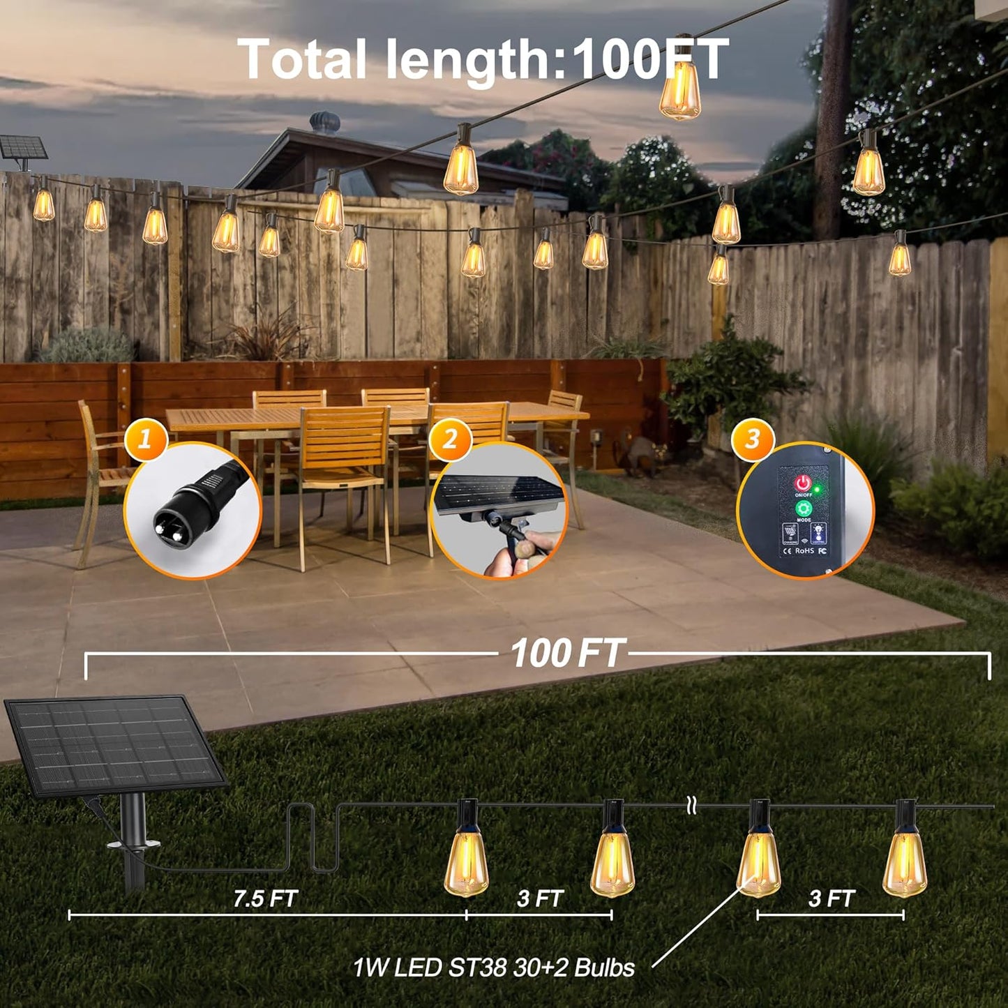 49% OFF Outdoor String Lights Waterproof