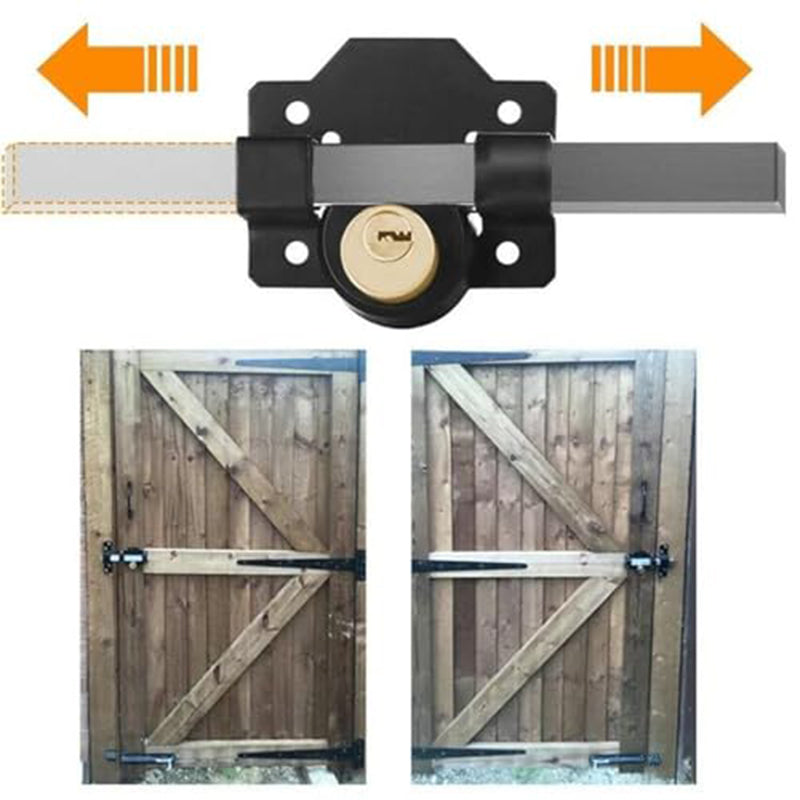 🔒 Heavy-Duty Garden Gate Security Lock – Long-Throw Latch with 5 Keys for Outdoor Doors