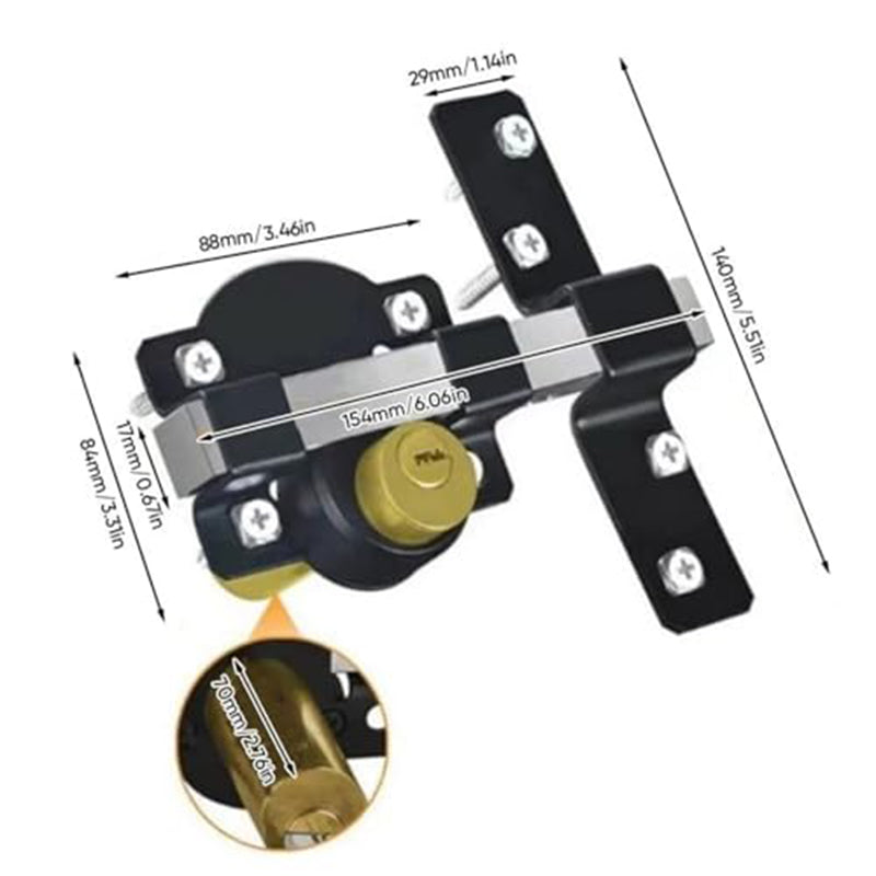 🔒 Heavy-Duty Garden Gate Security Lock – Long-Throw Latch with 5 Keys for Outdoor Doors