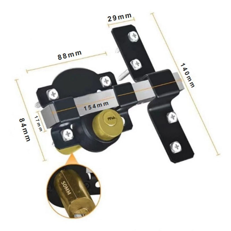 🔒 Heavy-Duty Garden Gate Security Lock – Long-Throw Latch with 5 Keys for Outdoor Doors