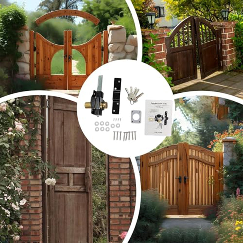 🔒 Heavy-Duty Garden Gate Security Lock – Long-Throw Latch with 5 Keys for Outdoor Doors